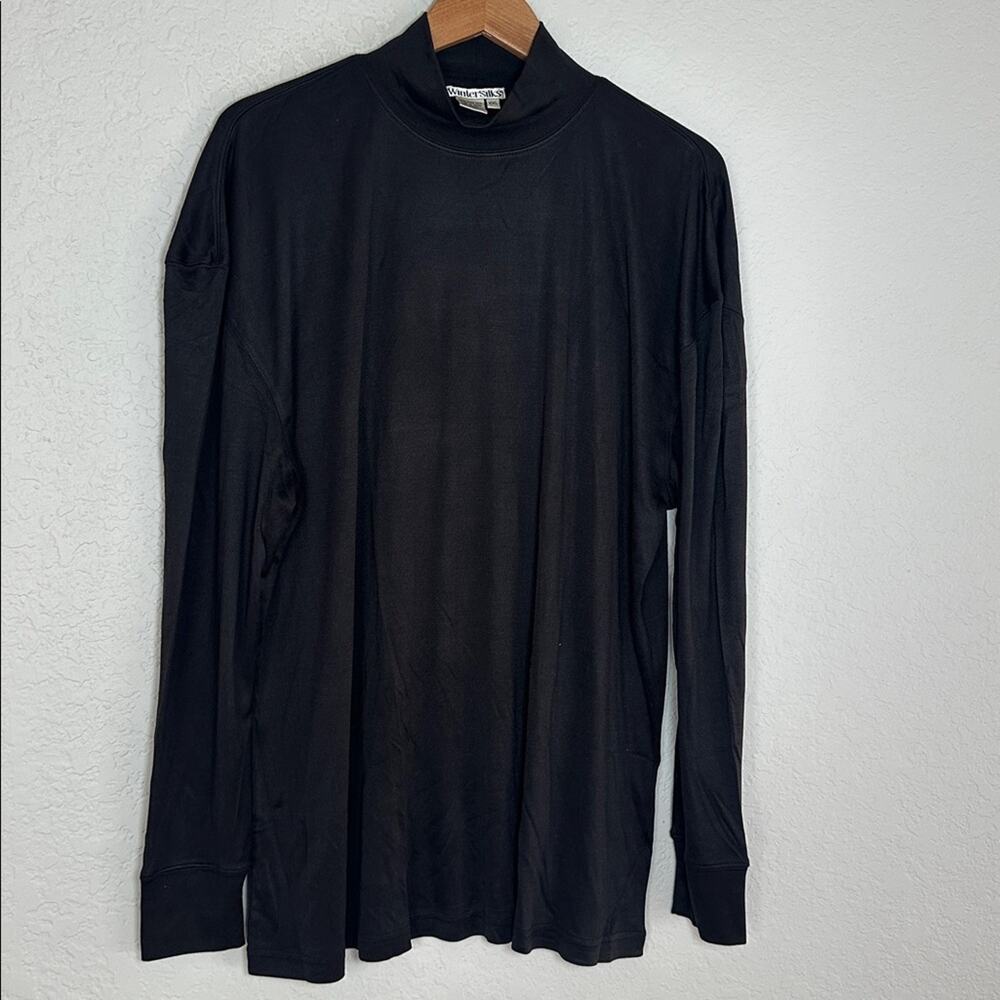 WinterSilks Black Base Layer 100% Silk Turtleneck Long Sleeve Size XXL women’s